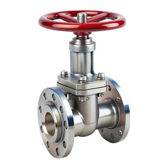 Industrial Gate Valve Stainless Steel Valve with Red Wheel Handle  Flanged Connection for Piping Systems