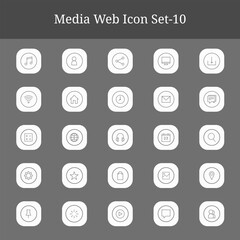 Collection of white outline sound and music icons on a dark gray background part-10