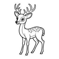  Charming illustration of a young deer with antlers standing amidst delicate foliage and grass