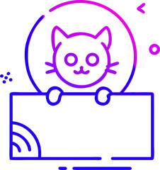 Cute cat peeking out of a beige abstract box