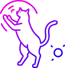 Yellow cat standing on hind legs reaching upwards