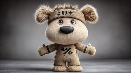Adorable Fuzzy Teddy Bear Wearing a Knitted Hat with Thumbs Up Displaying Genuine Joy