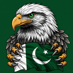 "Majestic Eagle Holding Pakistan Flag"