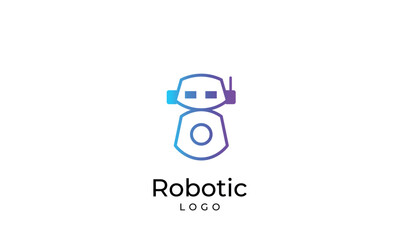 Minimal Robot logo design in line art 