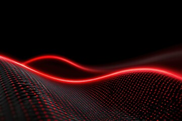 Wavy black  red dotted surface lit by bright red lines against a dark background