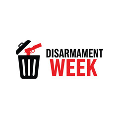 Disarmament Week concept with gun in trash can, peace and anti-violence symbol