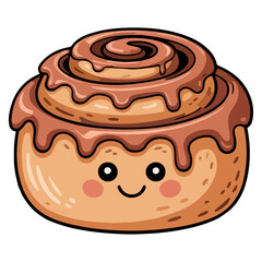 Cake vector, sweet chocolate cake with cartoon cake face isolated on white background