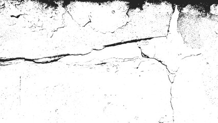 Cracked Wall Vector Texture for Grunge Design, Black and White Crack Overlay Vector Background, Damaged Concrete Texture Template in Vector Style, Grunge Crack Line Texture for Urban Design Projects