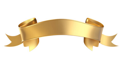 Elegant Gold Ribbon Banner Illustration on Transparent Background PNG Style

