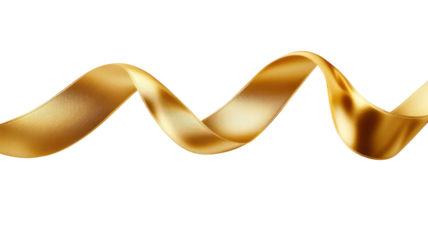 Elegant Gold Ribbon Curl with Smooth Metallic Texture Isolated on Transparent Background