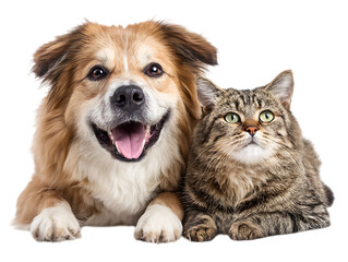 Obraz premium Happy dog and cat together!