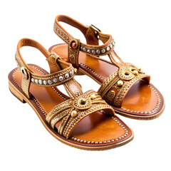 Elegant Tan Leather Sandals Handcrafted Detail  Summer Style