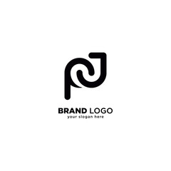 Modern Unique Letter P and J Monogram Logo with White Background.