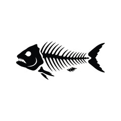 Spooky Fish Skeleton Icon Vector Illustration Marine Life Anatomy