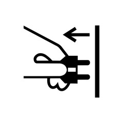 mandatory safety signs icon symbol only_disconnect main plug from electrical outlet black and white color symbol only 