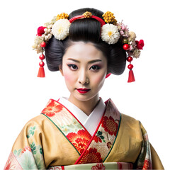 Elegant Geisha Japanese Culture Traditional Kimono Exquisite Hairstyle