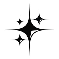  Three simple black sparkle icons representing shine and brilliance on a white background