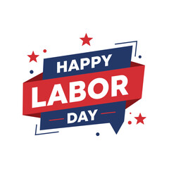 Happy Labor Day USA Celebration Banner with Red White Blue Design