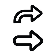  Two black arrow icons one curved and one straight indicating direction and movement