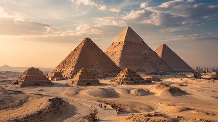 Majestic Giza Pyramids at Sunset Iconic Egyptian Landmark