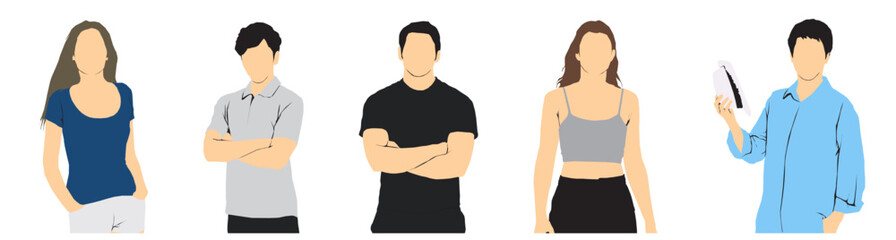 people collection vector half isolated