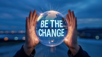 Hands Holding Global Change Concept Be the Change