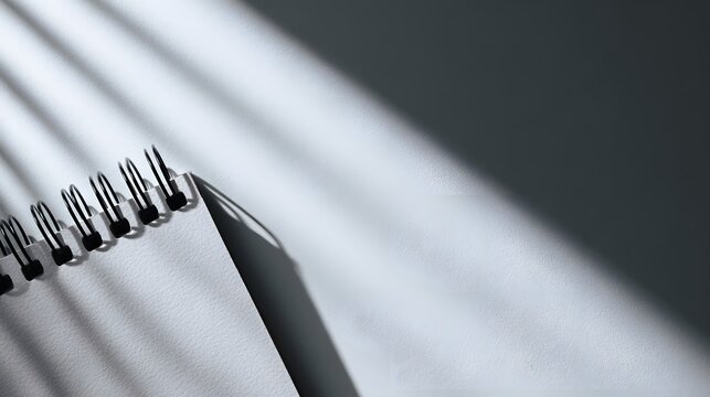 Spiral-bound notebook with shadows. - Powered by Adobe