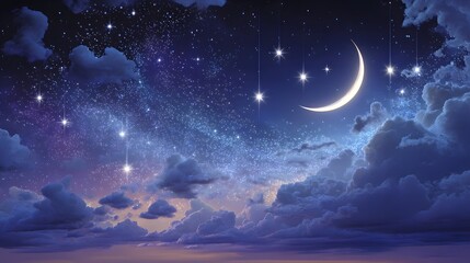 Night sky full of stars and clouds.