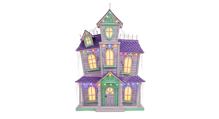 Naklejka premium Haunted House Toy with Colorful Lights and Spooky Design for Halloween Decoration