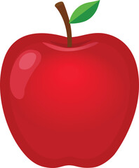 Simple whole red apple vector with gradient on transparent background