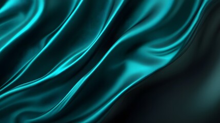 Obraz premium Teal silk fabric with flowing folds.