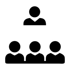 Collaboration icon team with leader above three people vector illustration on transparent background