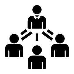 Collaboration icon hierarchy structure with connections vector illustration on transparent background