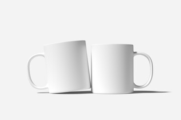 Mug mock up isolated on white background. 3D illustrating.