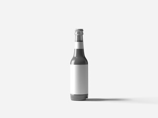 Beer bottle mock up isolated on white background. 3D illustrating.