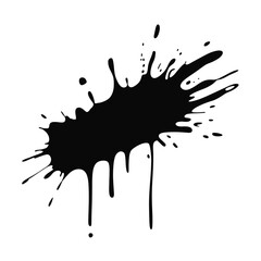 Isolated Black Ink Splatter on White Background for Graphic Design