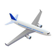 Passenger Airplane Vector – Commercial Jet Illustration, White Aircraft with Blue Tail, Travel and Aviation Icon for Transport, Flight, Airline, or Tourism

