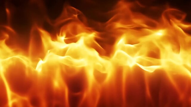 Flying fire particles streaming sideways across animated flame