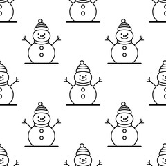 Christmas Background with Snowman Outline Pattern