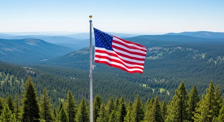 Stars and Stripes Flag Against Dramatic Sunset Background
