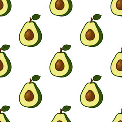 Obraz premium Seamless Avocado Pattern on White Background