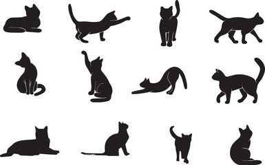 a set of silhouettes of cats