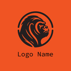 Gorilla vector logo   silhouette in black and white