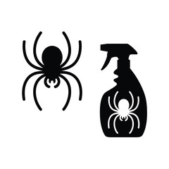 Spider and spray bottle silhouette for pest control vector art