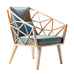 Geometric Armchair Modern Design Teal Upholstery Wooden Frame  Interior Design Inspiration