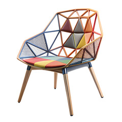 Vibrant Geometric Chair Modern Design Colorful Woven Seat