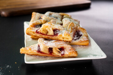Puff pastry with jam. Dessert. Pastry