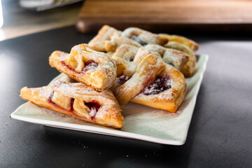 Puff pastry with jam. Dessert. Pastry