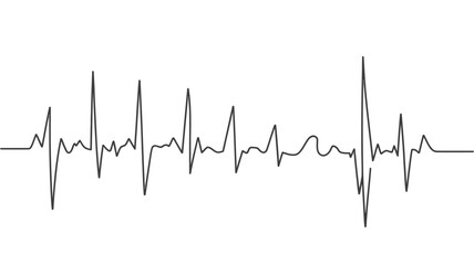 Heartbeat electrocardiogram line illustration on white background representing health and medicine