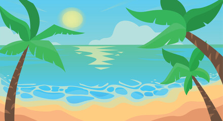 Summer background, vector illustration of the  beach